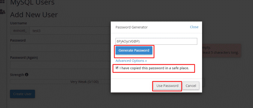 Updating password for new database user in food delivery app