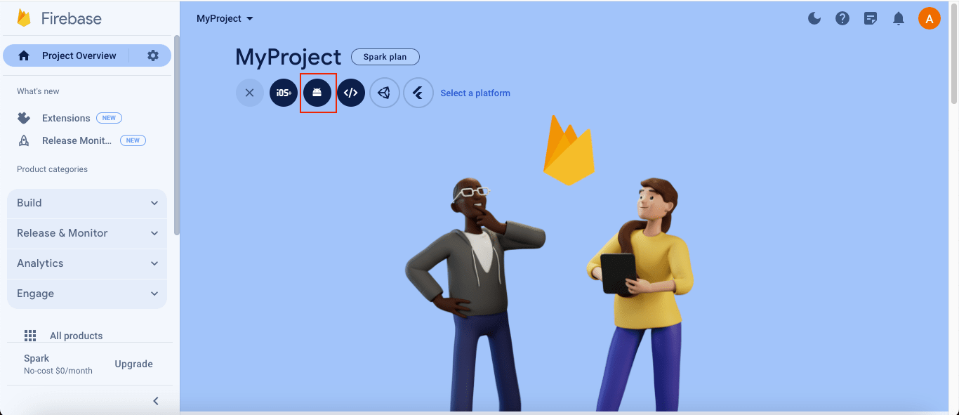 firebase project overview for food ordering app