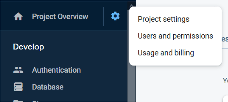 firebase project settings