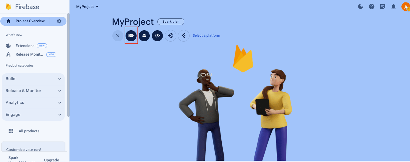 firebase project overview for food ordering app