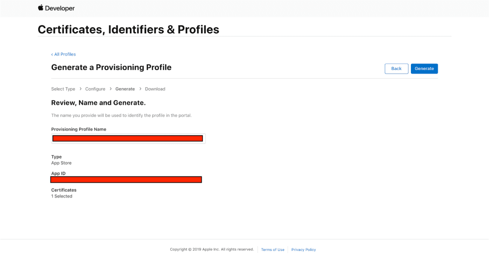 setting up the Provisioning Profile