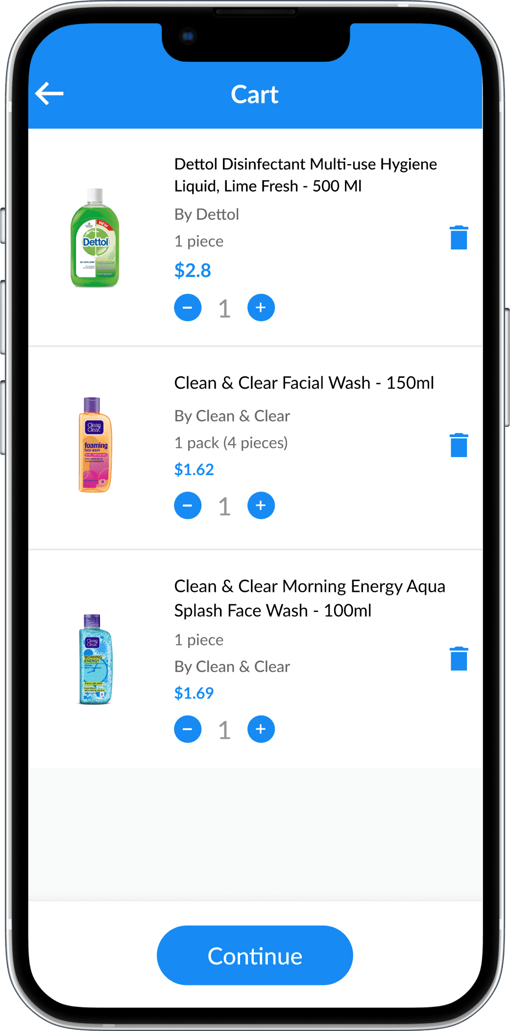 online pharmacy app cart screen
