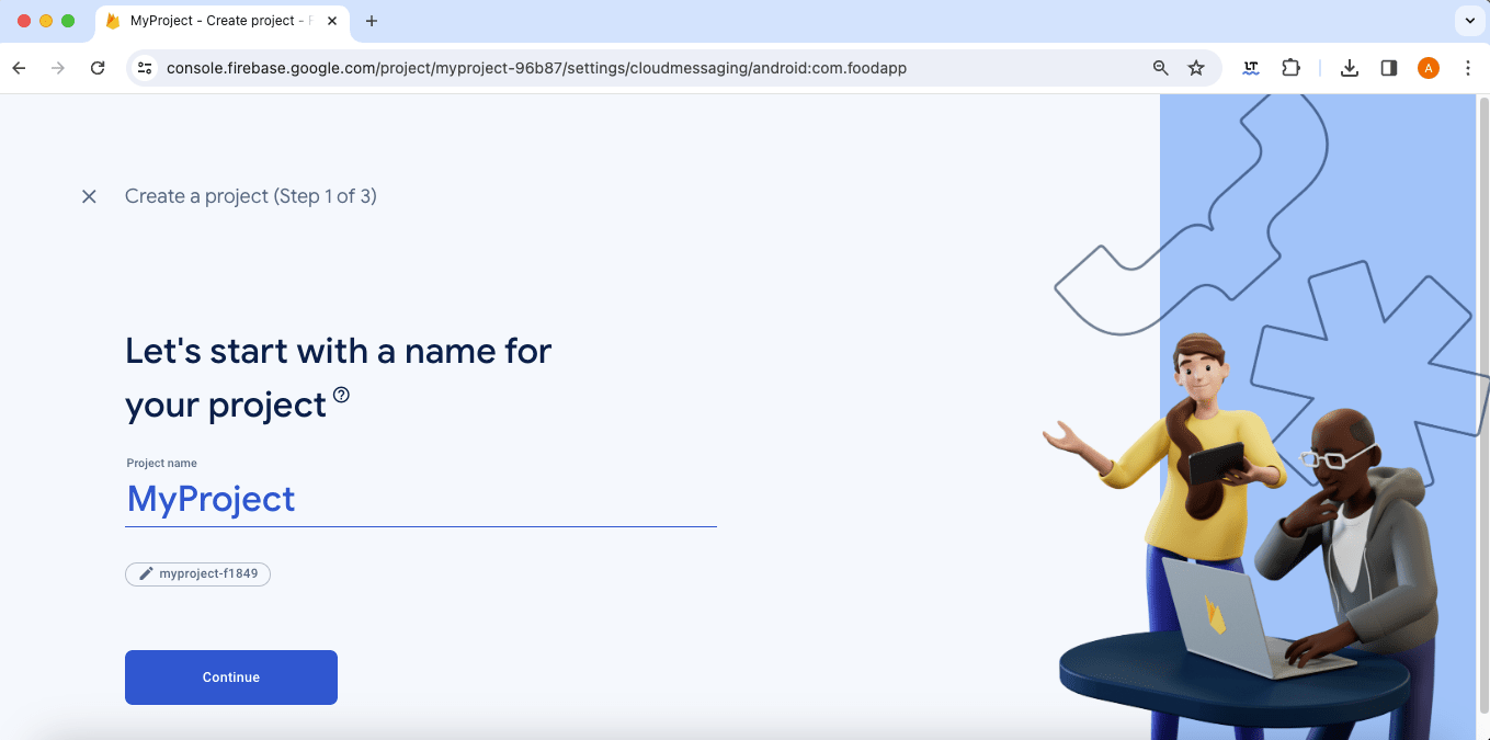 create project in firebase