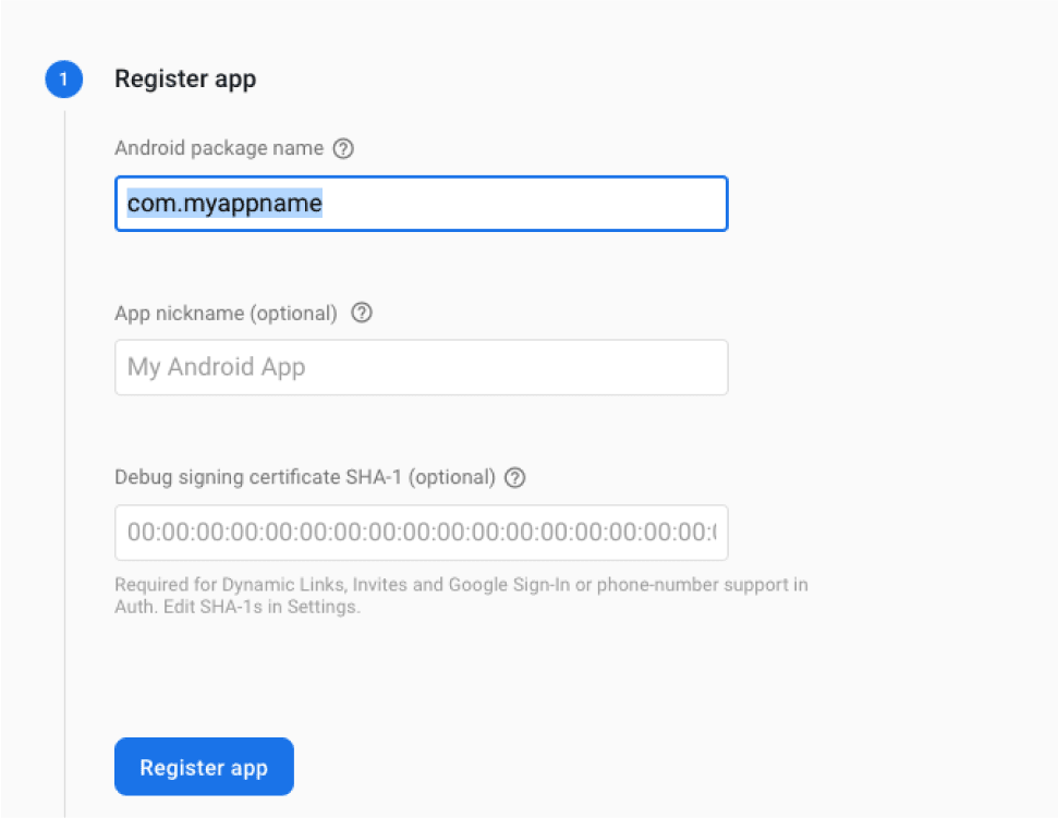 register food ordering app in firebase
