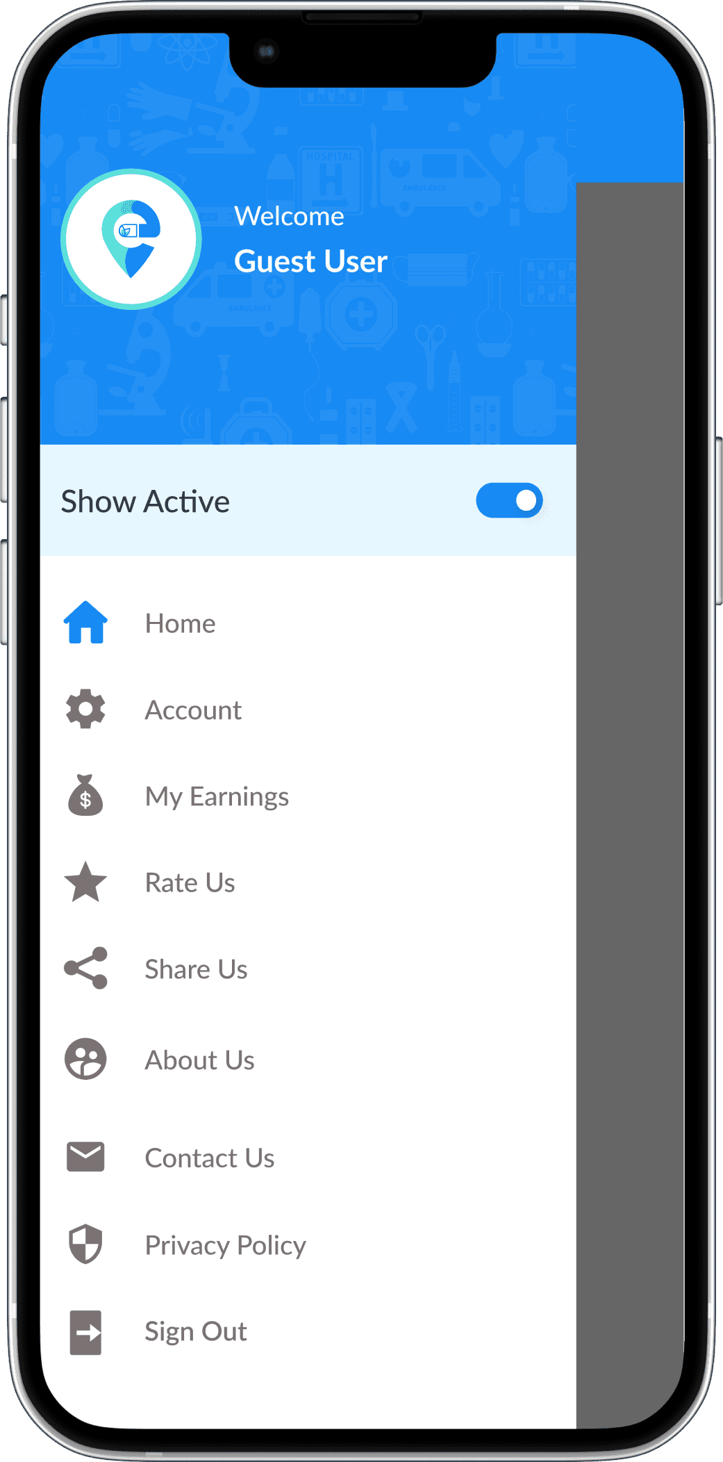 online pharmacy Home screen