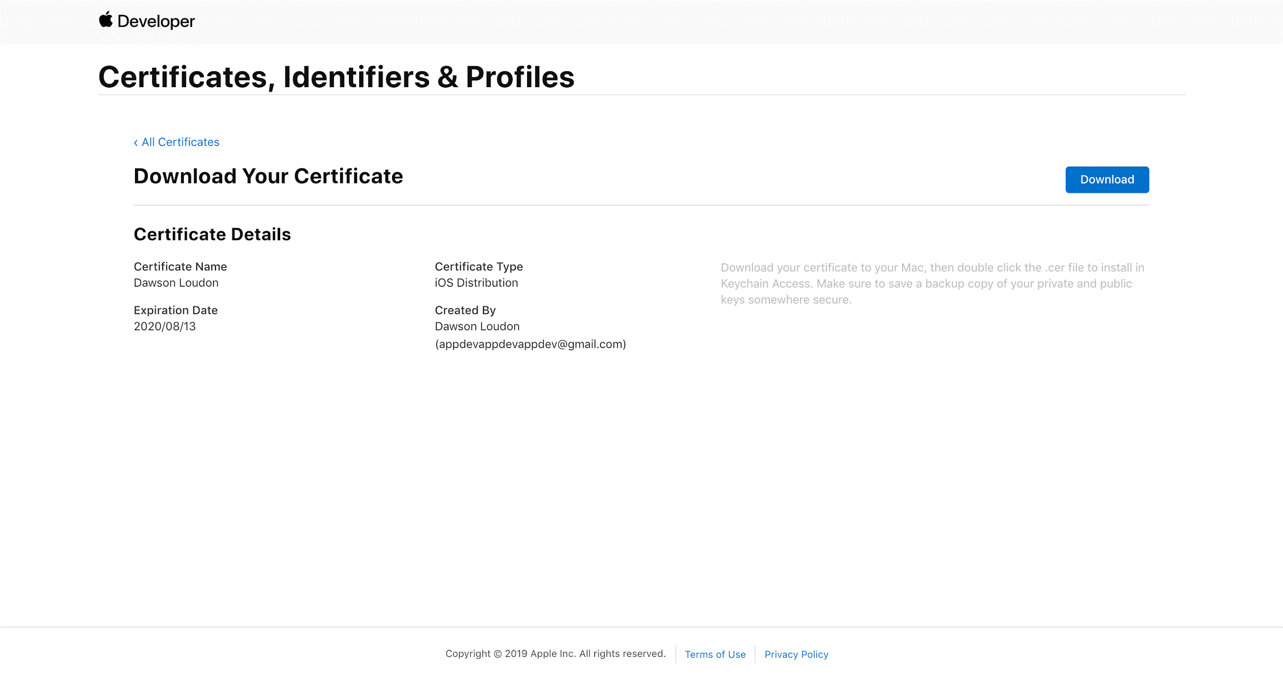 Certificate Details