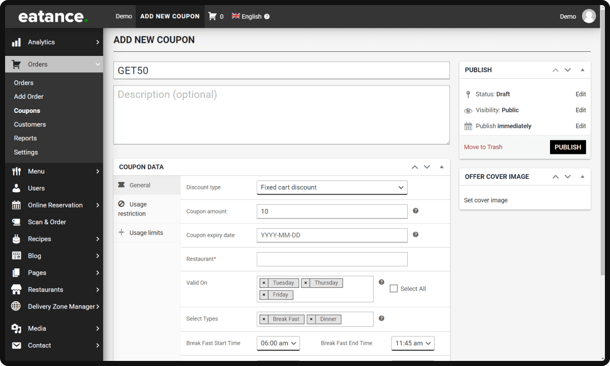 Adding Day Time in Coupon