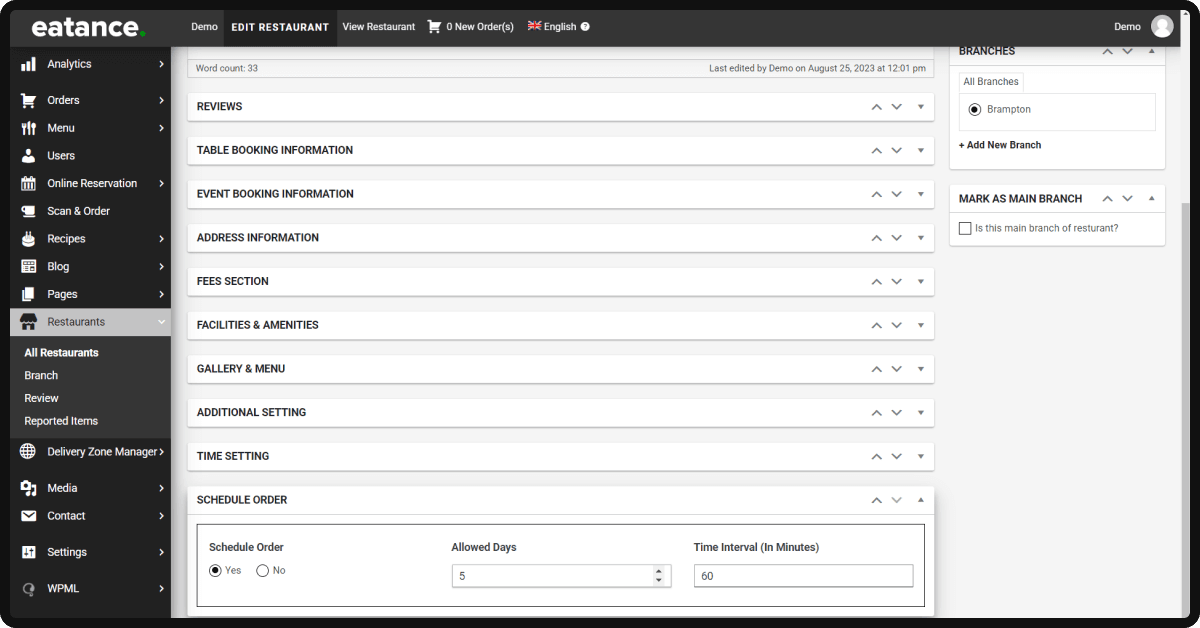 Schedule Order