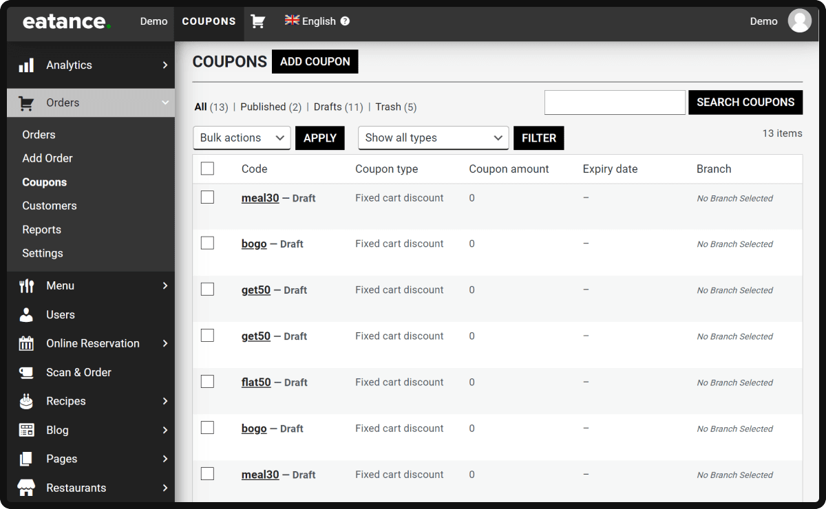 Restaurant Order Management Dashboard