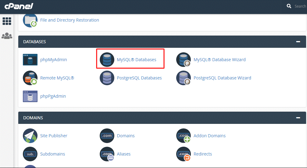 MySql Databases cPanel