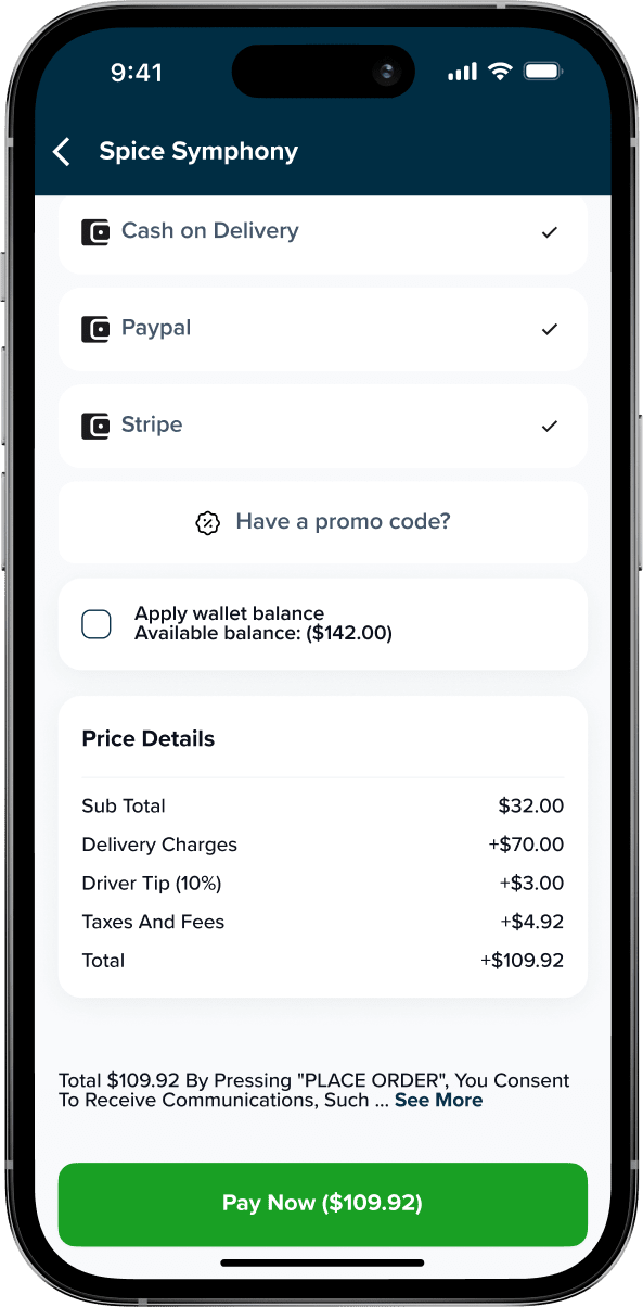 multi restaurant food ordering app multi payment option