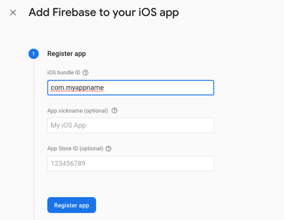 register food ordering app in firebase