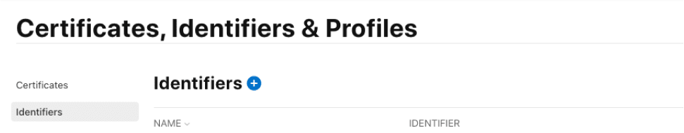Certificates, Identifiers & Profiles in apple developer portal