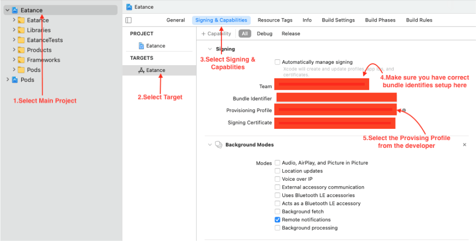 Create a Release Build in ios food app