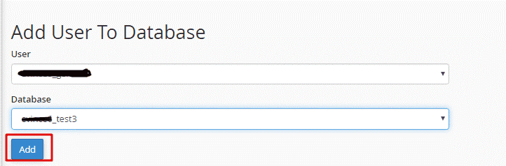 User addition section in Database management