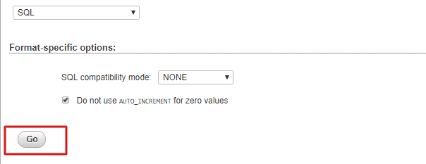 Selection of .sql file for import