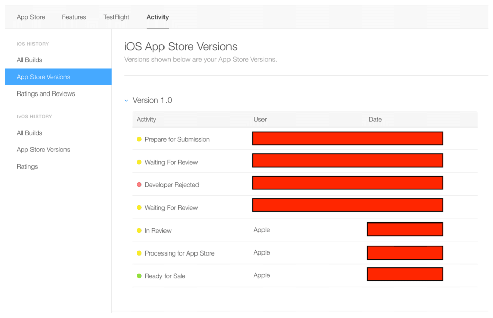 apple store app versions