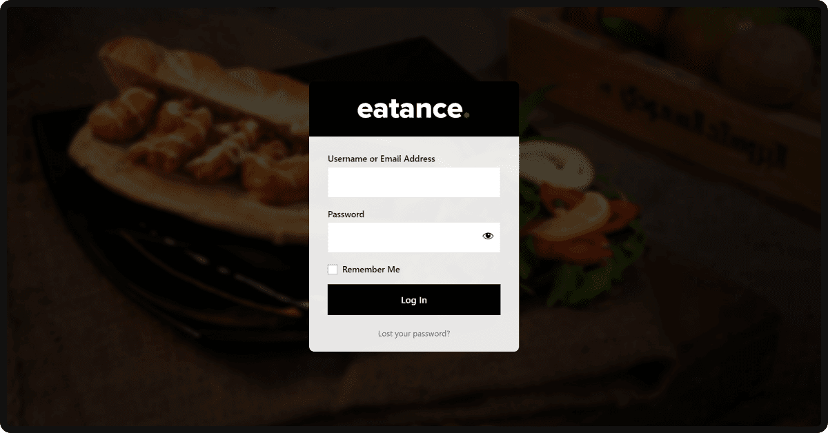 Log In to Eatance Restaurant builder Admin Account