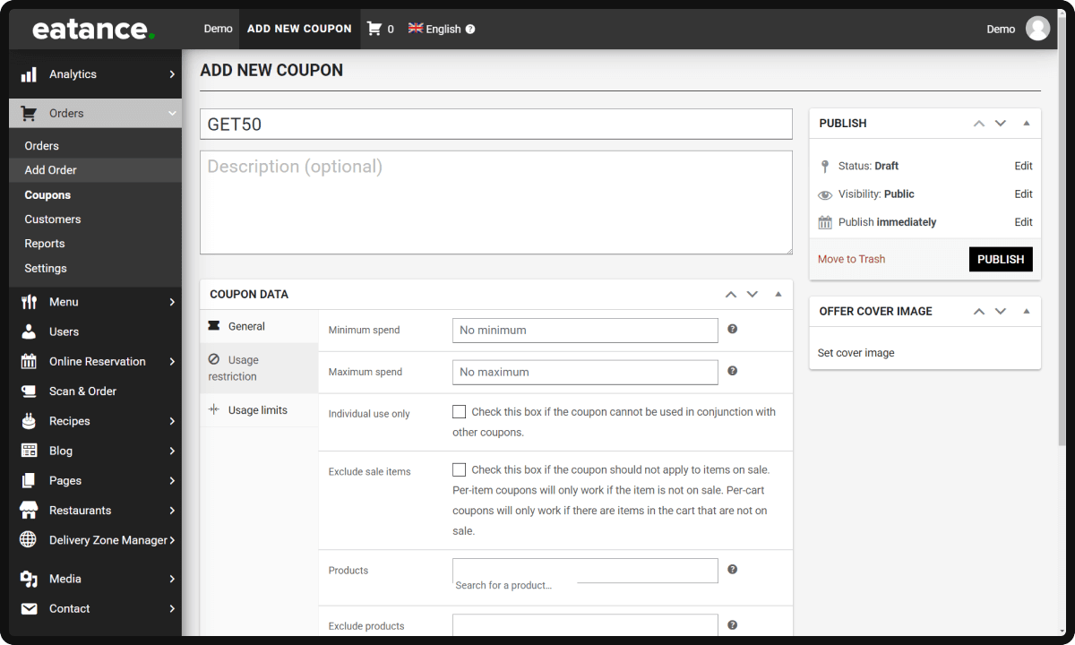 Adding Usage Restriction in Coupon