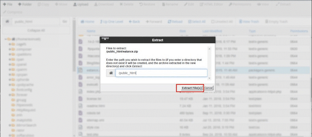 Location entry for Eatance Multi Restaurant Pro zip file